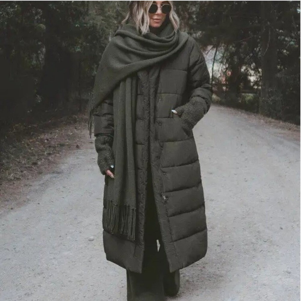 Vintage 90's Banana Republic Longline Down Maxi Puffer Jacket Brown XS RARE‎ HTF
